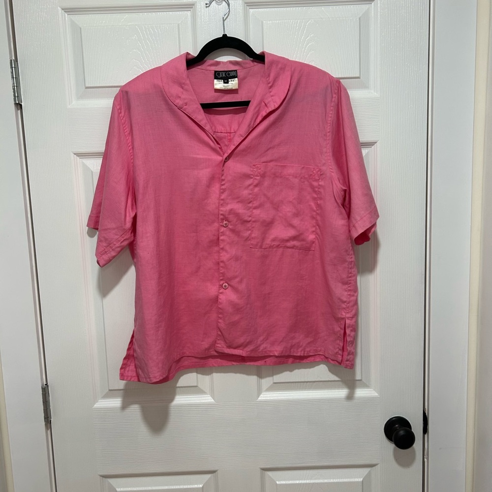 Cute Vintage Gene Ewing Pink Shirt and Skirt Set